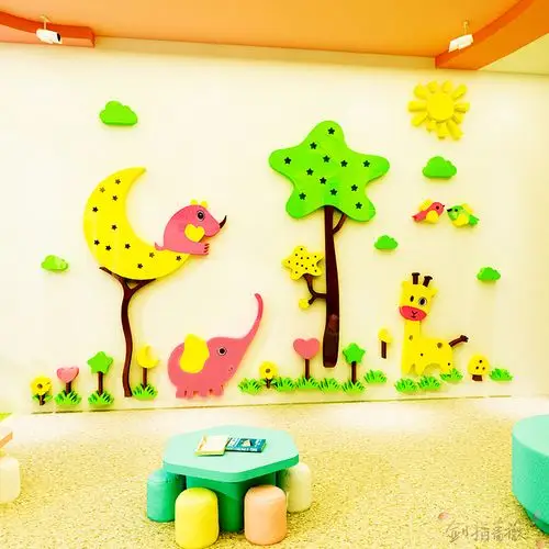 创意可爱动物树墙儿童卡通背景墙幼儿园趣味装饰墙贴