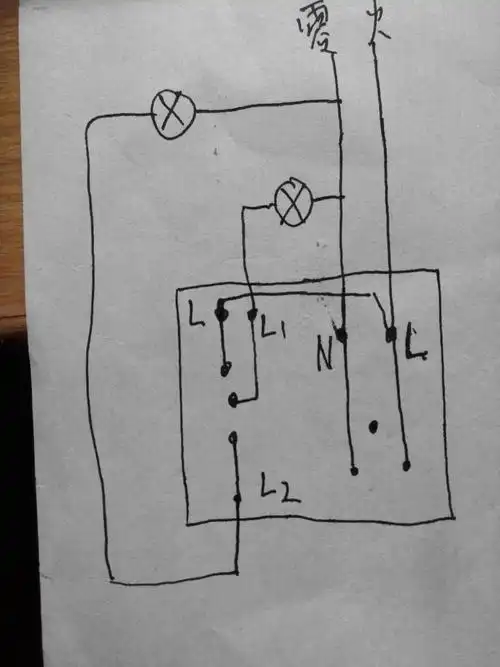 展开全部 现将电源接到5孔插座接口,再将火线接到双控开关l,l1或 l2