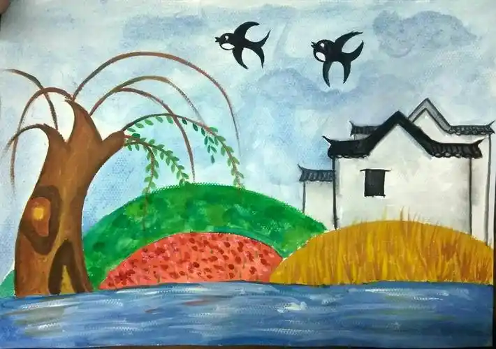 7一9岁儿童画水粉画六岁孩子的水粉画