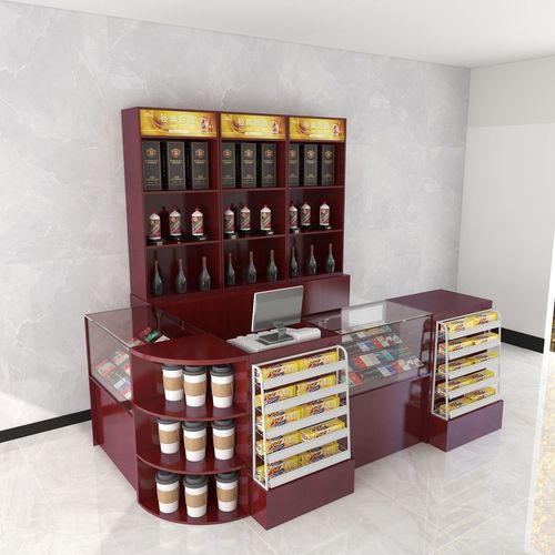 小型吧台收银台便利店超市收银柜台烟酒柜组合烟柜玻璃展示柜一体