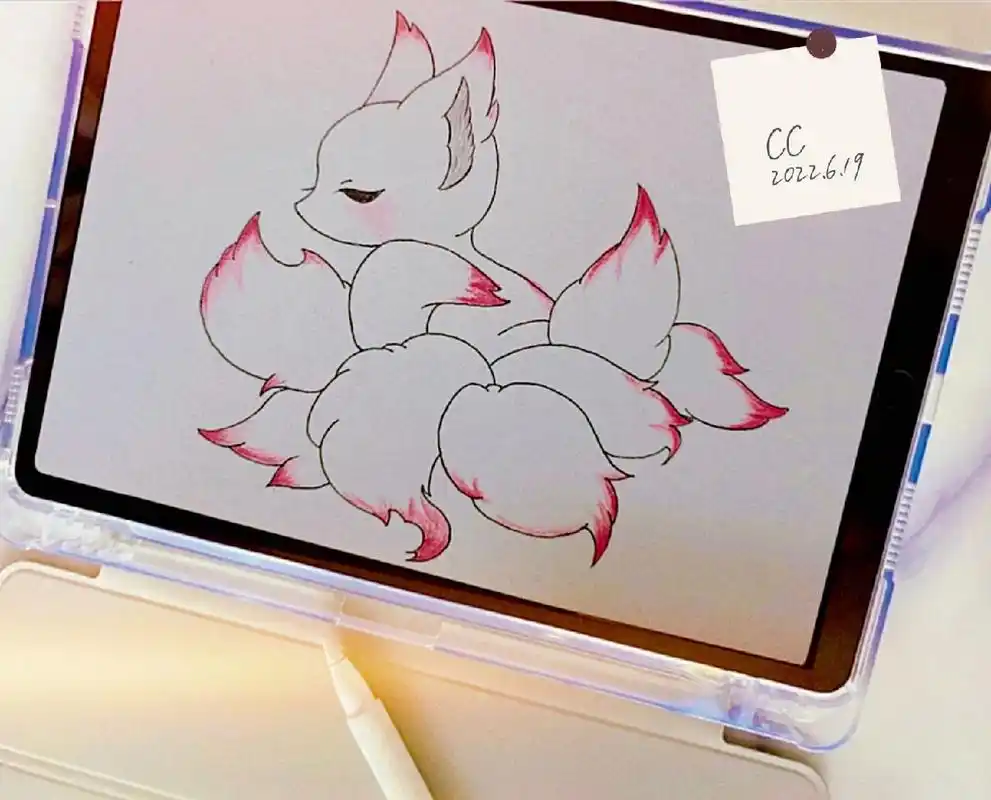 画可爱九尾狐简笔画 九尾狐卡通手绘