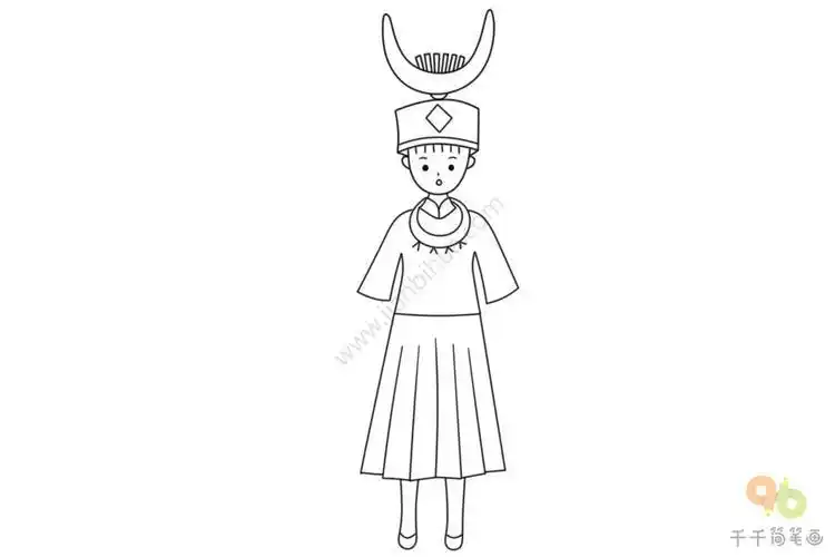 苗族人物儿童画少数民族简笔画社会主义核心价值观主题教育活动丨爱上