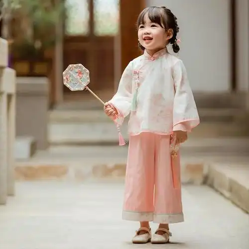 女童汉服春装宝宝中国风阔腿裤套装小女孩民国风童装儿童改良唐装