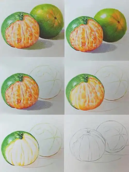 彩铅画超级详细的彩铅橘子教程