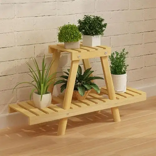 现代简约阳台木质花架子实木木制阳台花架实木客厅盆景架子木头花架子