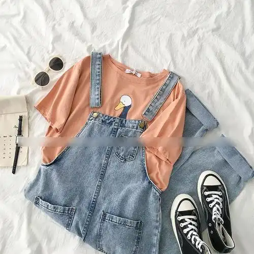 2020春秋新款流行牛仔背带裤女胖妹妹mm大码宽松可爱韩版吊带裤潮