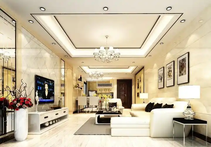 2022现代100平米客厅石膏板吊顶装修效果图片