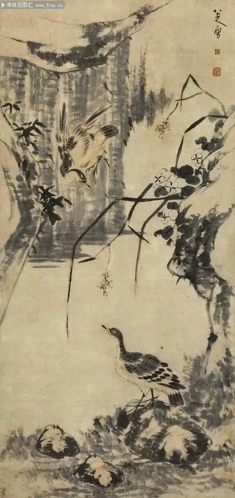 孔雀牡丹图八大山人孔雀牡丹图八大山人构图