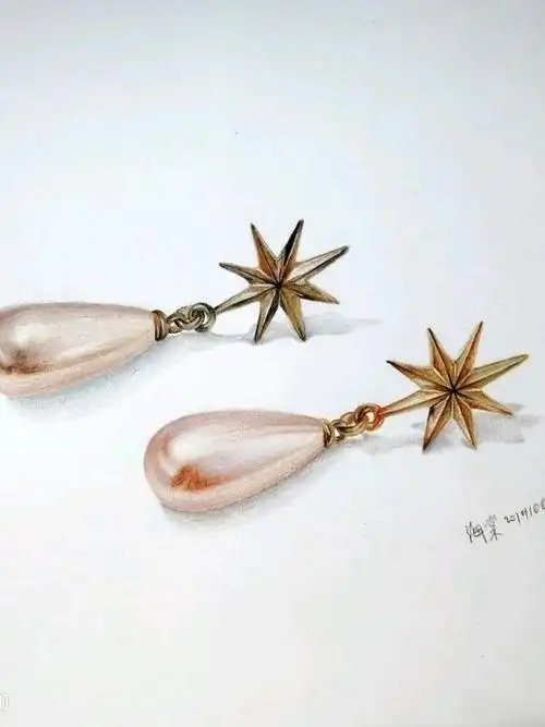 彩铅复古珍珠耳环_纹身图案手稿图片_海棠的纹身作品集