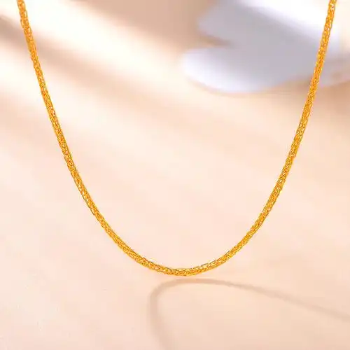 【2020新款】老庙黄金项链足金999肖邦链素链锁骨颈链细款女款正品