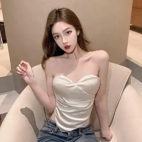 实拍实价不减28~ 春夏复古气质甜美洋气丝绸不规抹胸带胸垫吊带 - 17