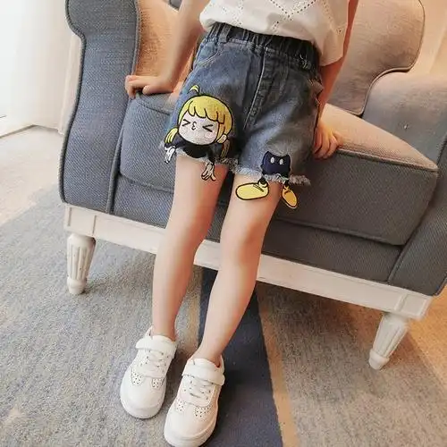 女童2017春夏季新品卡通小女孩韩版短裤女宝宝牛仔裤休闲裤热裤薄