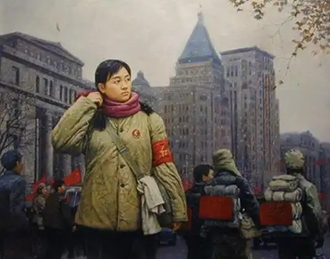 红卫兵的形象油画