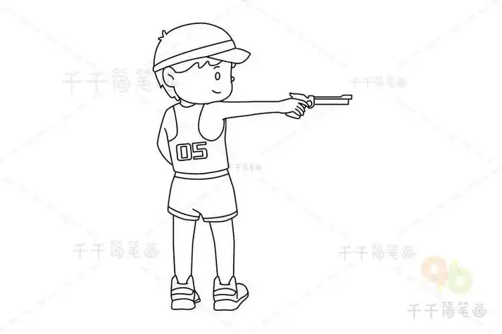 射击奥运简笔画