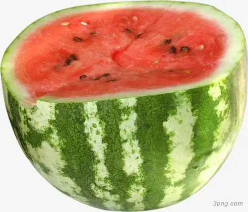 西瓜水彩西瓜夏日西瓜手绘一瓣西瓜西瓜冰棒吃西瓜女孩绿色大西瓜西瓜