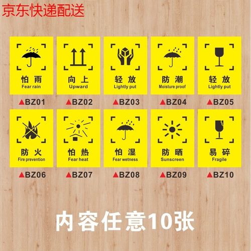 外包装箱标识图标储运标志 包装运输标志 向上 小心轻放 怕湿 易碎外