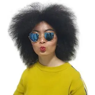 欧美黑色玉米须假发爆炸棕色假发短发一件代发外贸款玉米烫爆炸头