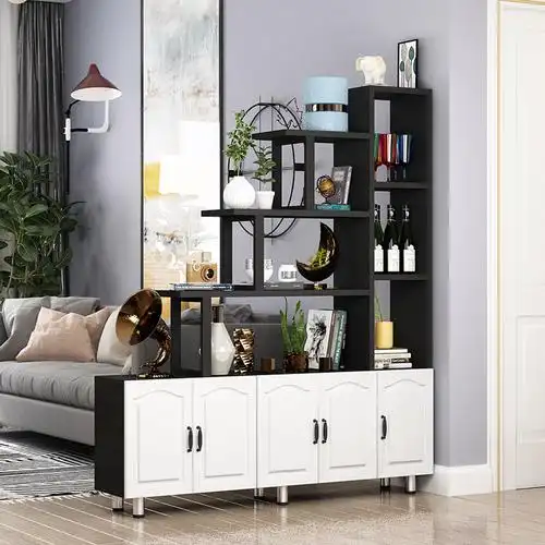 客厅隔断闪电客玄关柜酒柜装饰屏风柜现代多层置物架花架厅鞋架一体