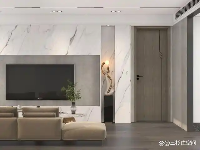 原木地板和白墙的家可以选择白色,原木色或灰色的木门,具体需要根据