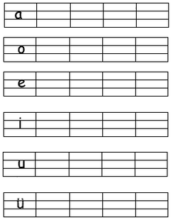 我会抄写下列单韵母,并给它们加上四声.