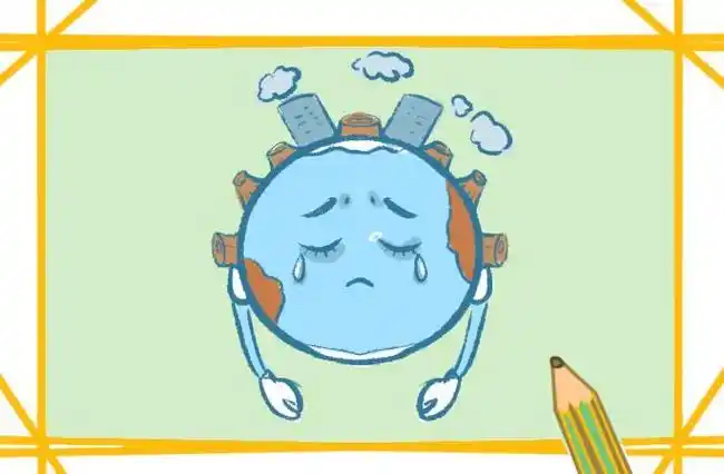 受破坏的地球简笔画