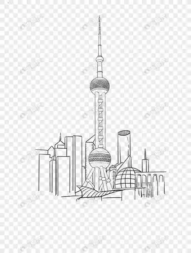 上海建筑的简笔画