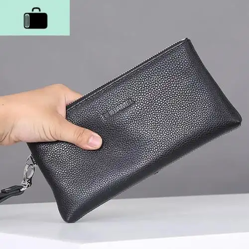 男式皮手包小牛皮手拿包时尚皮手抓包大容量软皮手机包钱包潮newlake