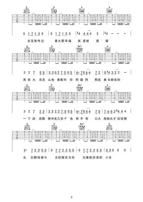 阿猫阿狗吉他谱-陈奕迅-g调原版弹唱谱-附pdf图片谱