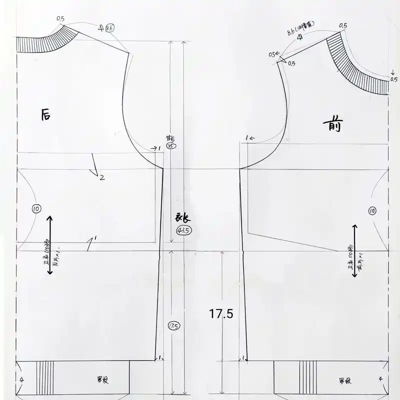 4～5岁儿童卫衣裁剪图110码(原型制图) 儿童运动休闲卫衣裁剪图110码