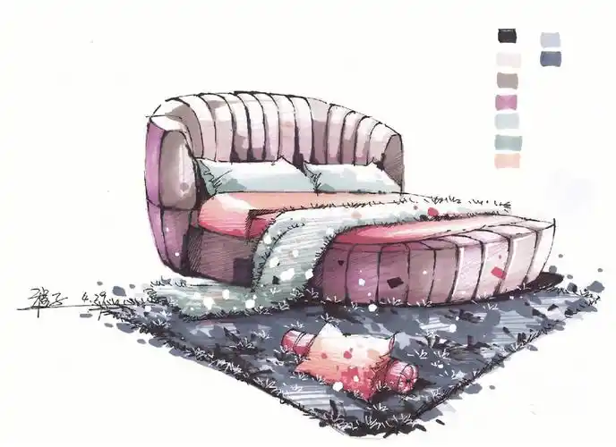 环艺室内马克笔手绘分享