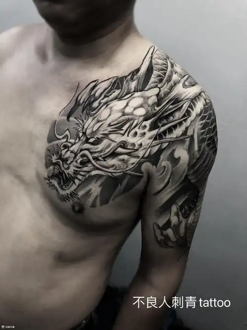 过肩龙_纹身图案手稿图片_ll的纹身作品集