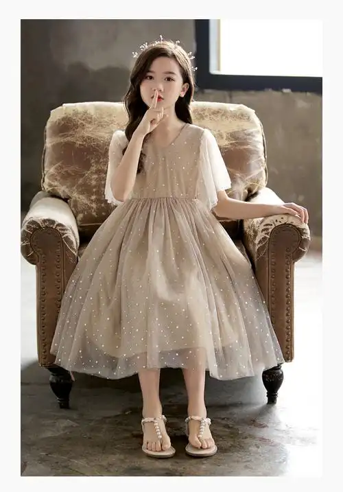 萌恬声小裙子女童小公主裙连衣裙女装夏天9-12岁中大童女孩小学生儿童