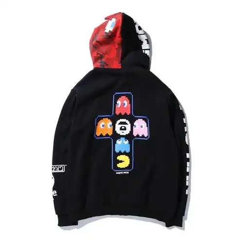 潮牌秋冬aape猿人头吃豆人卫衣加绒拉链连帽开衫运动卫衣