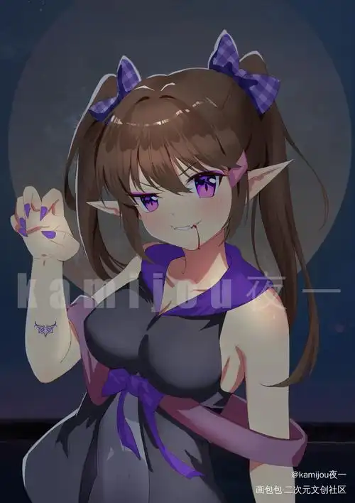 吸血鬼少女_赛璐璐平涂日系我要上首推头像互绘二次元板绘绘画原创