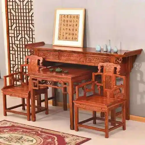 定制中堂六件套供桌农村堂屋家具实木条几神台香案长桌家用佛台财神桌