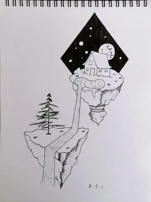 心灵孤岛简笔画