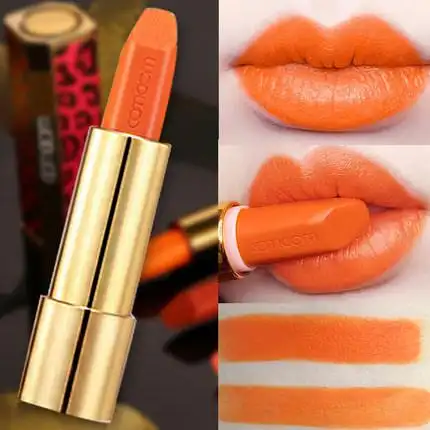 豹纹口红色系元气橘色不脱色活力橙