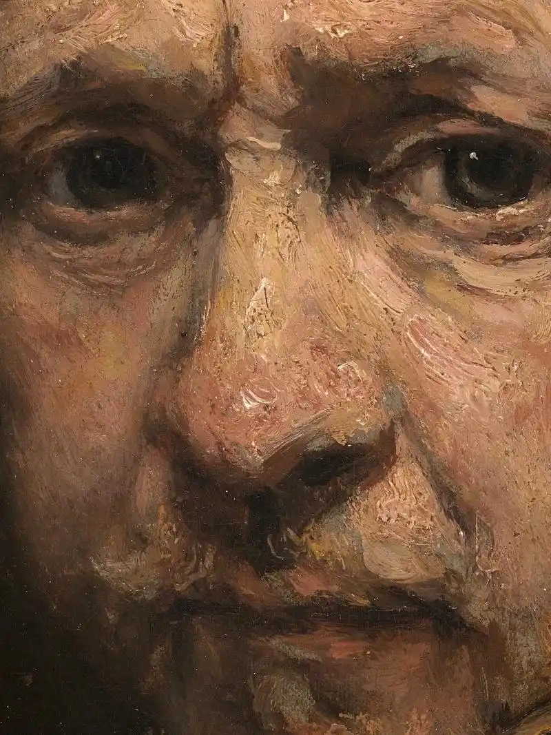 【艺术大师】伦勃朗作品《53岁自画像》画中,一位头戴软帽,身 - 抖音