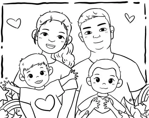 笔画画家幸福一家全家福人文绘画一家四口简笔画四口之家简笔画怎么画