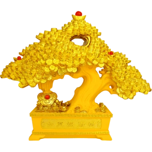 黄金袋发财树喷泉流水摆件招财风水轮办公室客厅家居摆设开业礼品