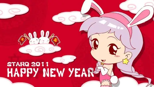 2011新年哈宝米露可爱红色宽屏壁纸壁纸图片