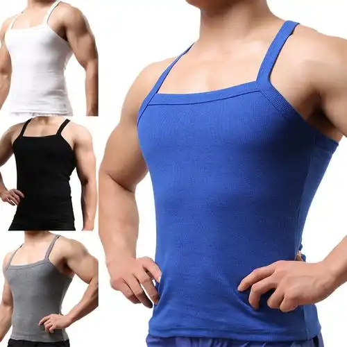 性感背心纯色男士罗纹布打底一片式汗衫透气紧身修身无袖纯棉吊带