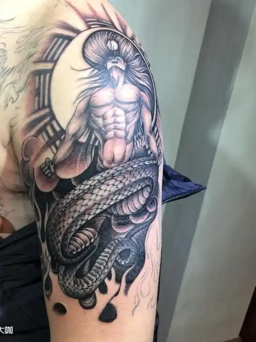 伏羲_纹身图案手稿图片_连师傅的纹身作品集