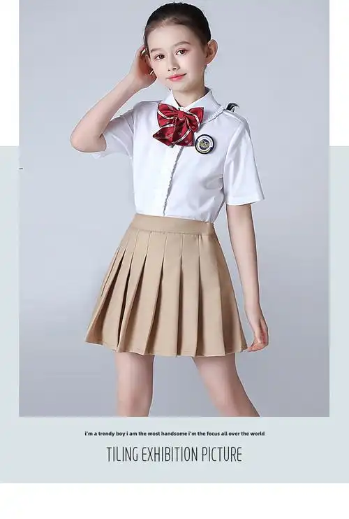 儿童百褶短裙女童休闲校服半身裙子中大童演出服裙子中小学纯色百搭