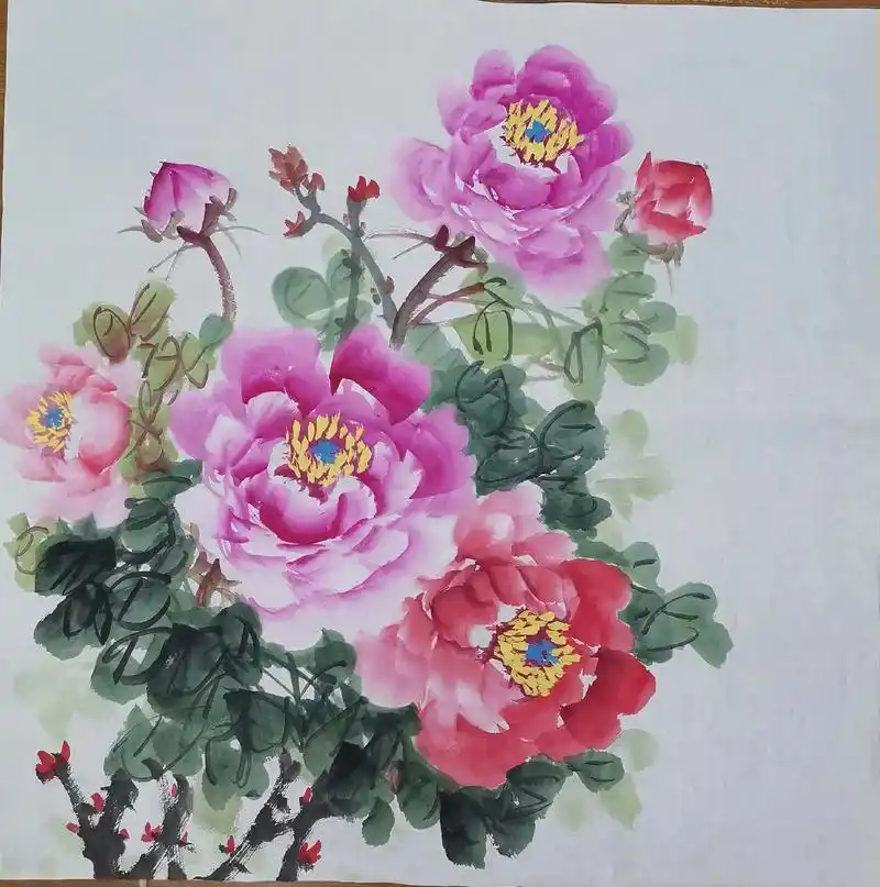国画牡丹,花开富贵#国画写意牡丹 - 抖音