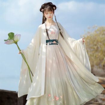 臻一萌 汉服女学生古装仙女裙齐胸襦裙古装春季常改良古风清新淡雅