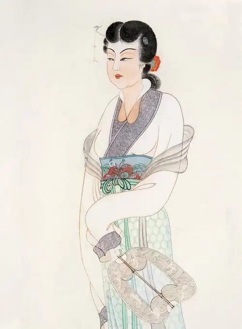 张大千(1899～1983) 1949年作 唐人仕女图 镜框 设色纸本