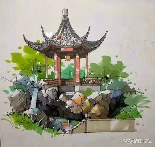 景观手绘||小亭子马克笔上色表现 手绘基础班即将开课,线上 线下,同步