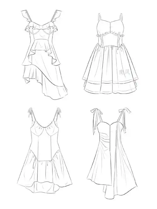 服装设计款式图吊带裙绘画素材分享