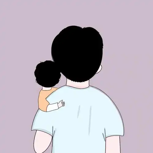 原创手绘亲子情侣卡通背影头像男宝的来啦